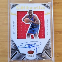 /99 Auto on card Patch Rc Joel Embiid 2014 Panini Preferred Silhouettes Crown Royale