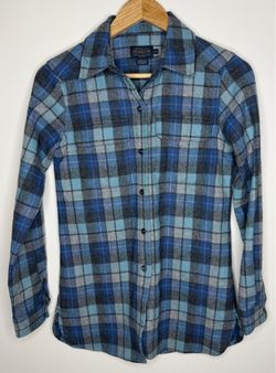 Pendleton Blue Gray Plaid Wool Button Front Women’s Shirt XXS