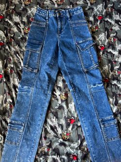 DARK BLUE CARGO JEANS