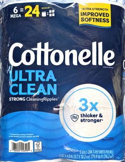 Cottonelle Ultra clean Toilet paper 6 Mega Rolls equals 24 single