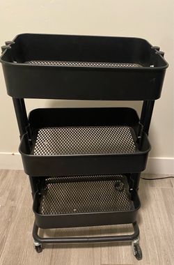 3-Tier Rolling Cart Black