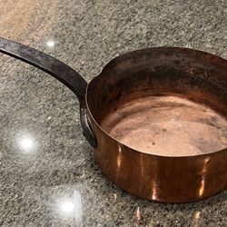 Vintage Rustic Handmade Copper Pot, Large 10” 
