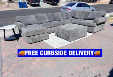 🚚FREE DELIVERY🚚 ✨🩶XL Gray Corduroy Sectional Couch 🩶✨