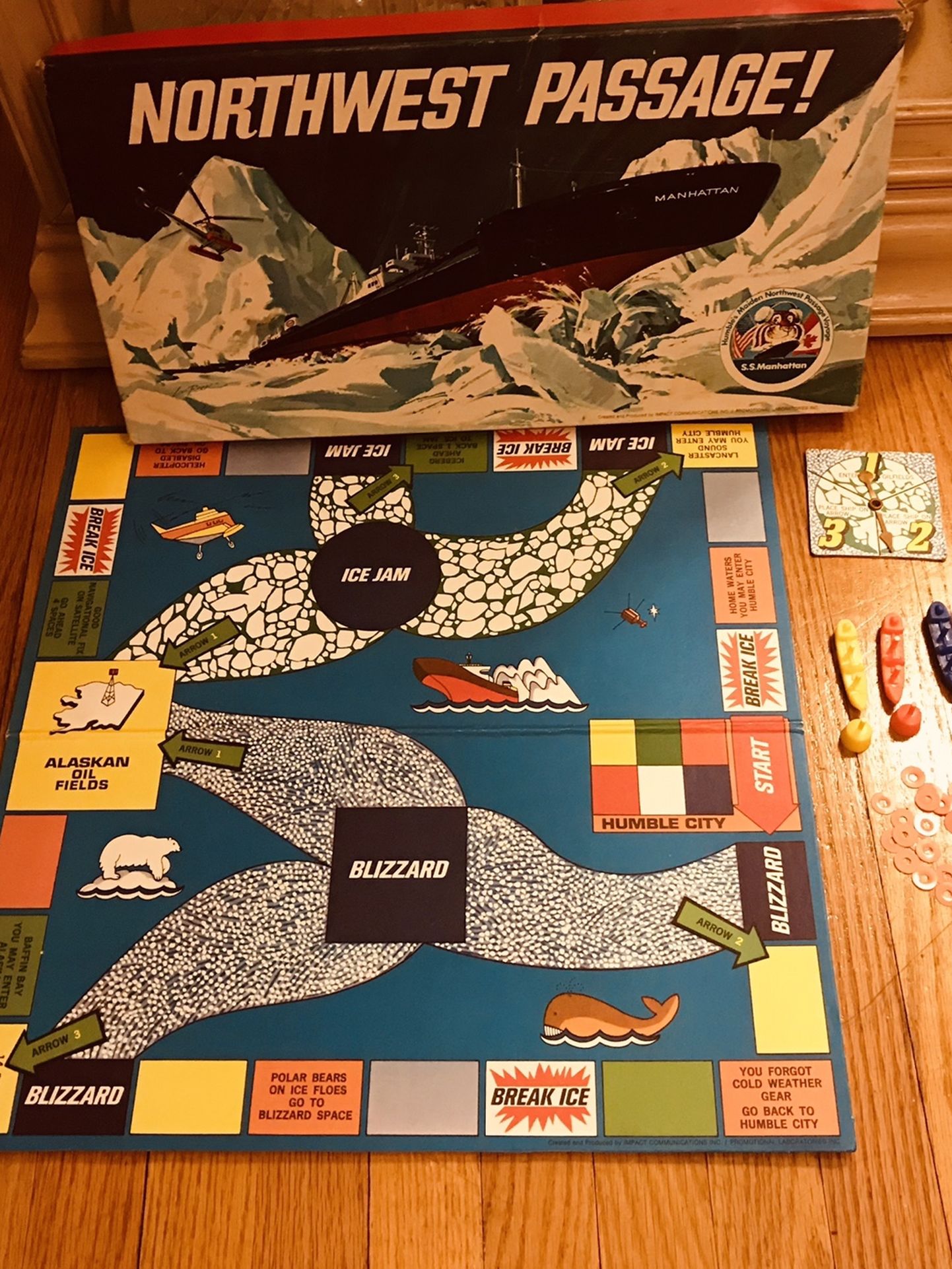 1969 Northwest Passage Board game 99.99% Complete, 1 Little Orange Ring Is Missing