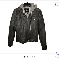 YMI Faux Leather Hooded Jacket 