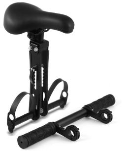 kids bike seat with handlebar attachment, detachable front mounted child bicycle seats with foot pedals for children 2~5 years, compatible with all ad