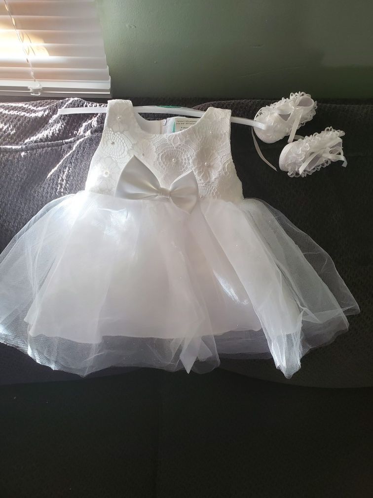 Flower girl dress white 6m