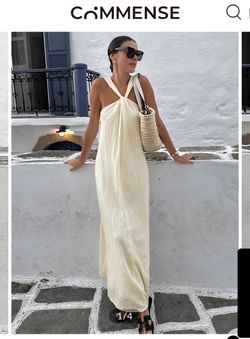 The Commense Creamy halter long dress