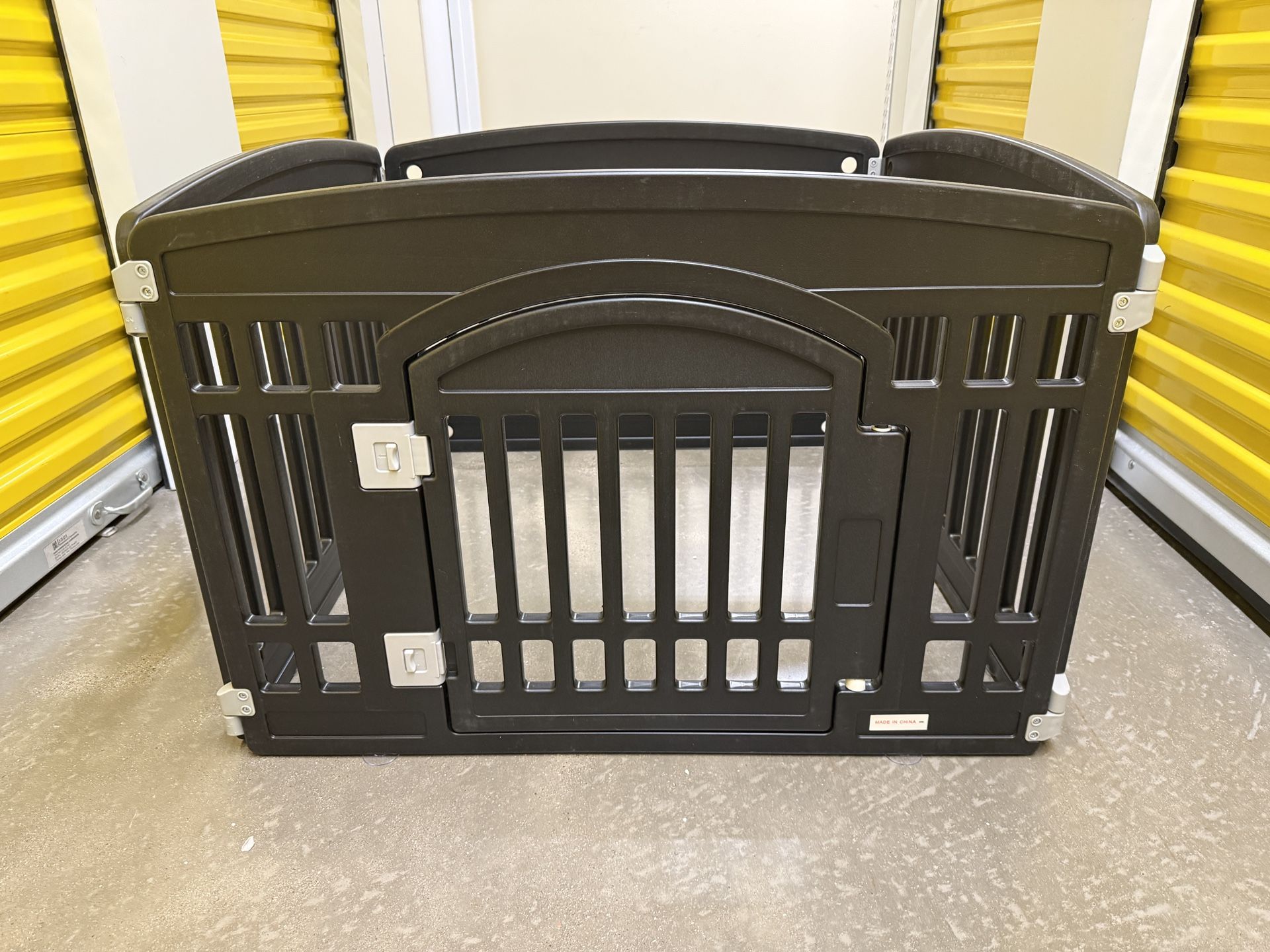 Pet Playpen 4 Panel Door Black Collapsible Dogs Heavy Plastic Puppy Exercise Pen