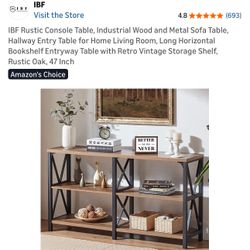 Rustic Console Table Bookcase 2 Tier
