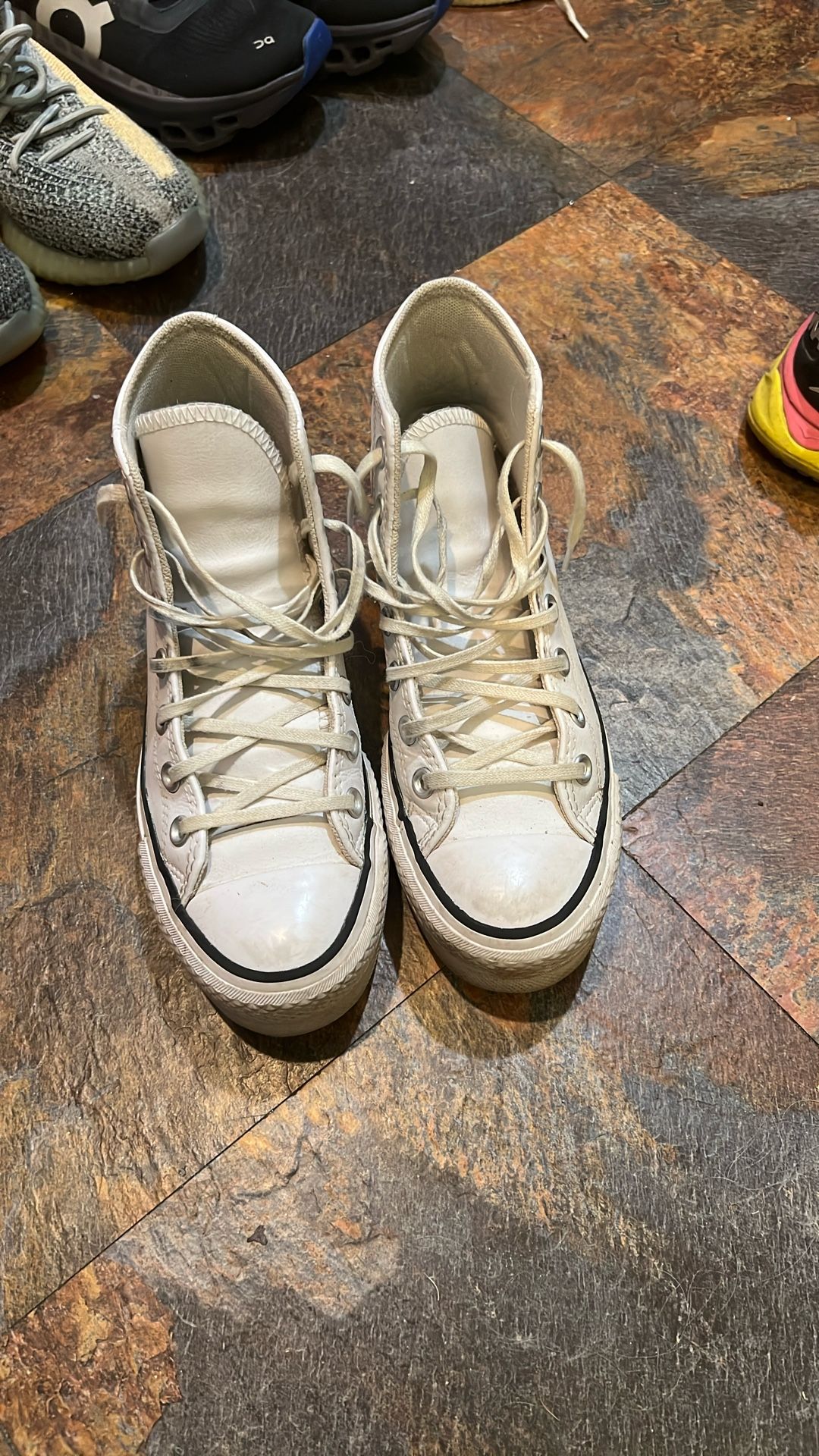 White Converse Leather High Top