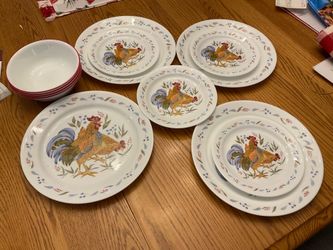 Corelle rooster dishes