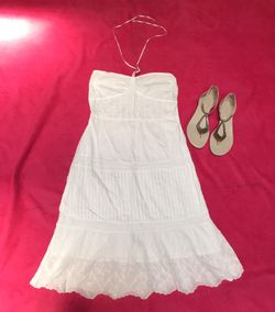 🔥United Colors of Benetton Linen White Dress Sz M