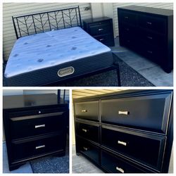Queen Black Bedroom Furniture Dresser Set 