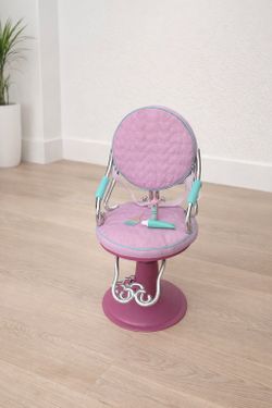 Kids Pink Salon Chair – Doll Hair Styling Chair with Accessories