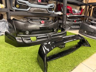 For 06-11 Honda Civic Sedan Mugen RR Style Front Bumper Cover + For 06-11 Civic Sedan Mugen RR Style Rear Bumper Lip Spoiler LED 3RD Brake Light  Trun