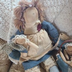 Folkart  Raggedy Rag
Doll "Fertile Myrtle"Attic Babies  Midwife Pregnant Mom  Primitive Cottagecore