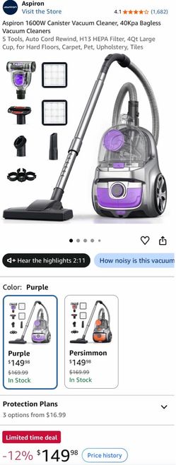 Aspiron 1600W Bagless Canister Vacuum Cleaner