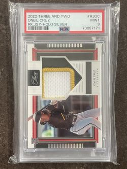 2022 Panini Three and Two Rookie Jerseys Oneil Cruz Holo Silver 3/10 PSA 9 MINT