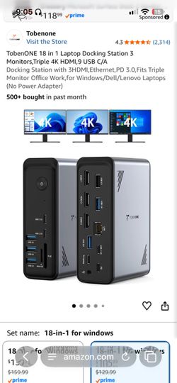 Toben One 18 in 1 laptop docking station for Windows