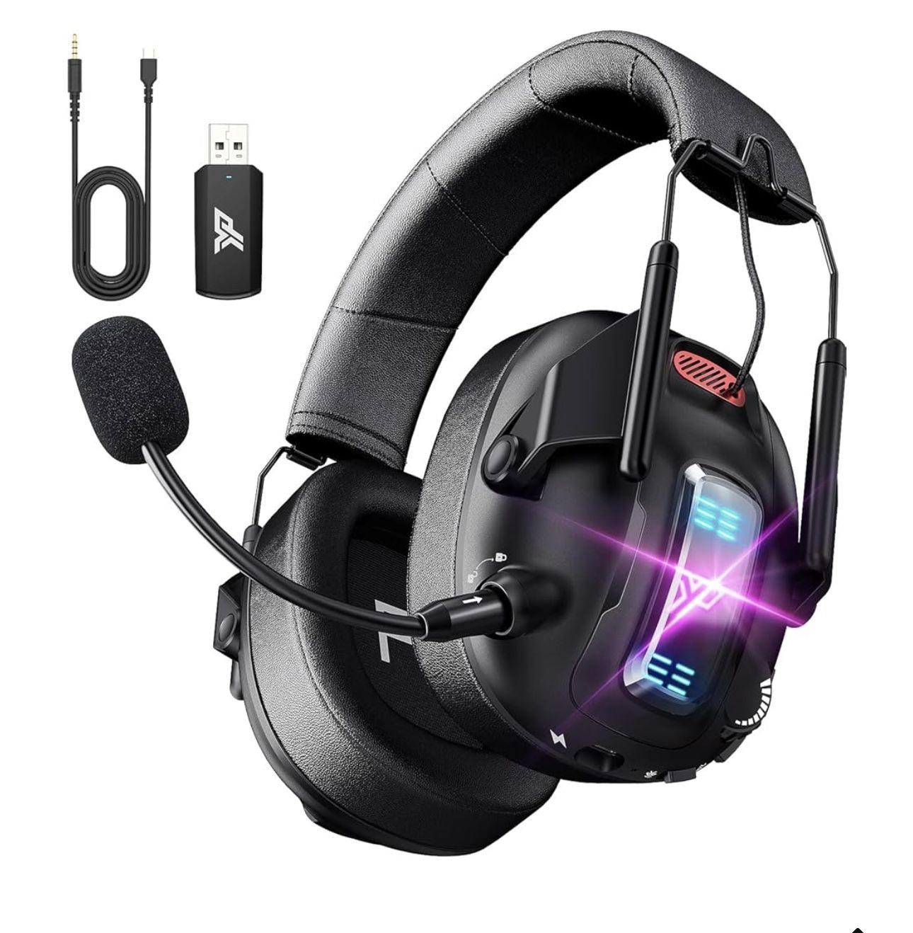 Brand New Wireless Gaming Headset for PS5, PS4, PC, USB Over Ear Gaming Headphones with Noise Canceling Mic, Bluetooth 5.3, 100H Battery, Low Latency,