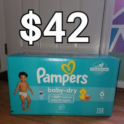 Box Pampers Baby Dry #6 112 Diapers