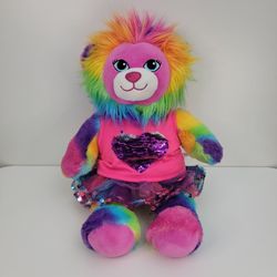 Build A Bear Color Craze Rainbow Collection Lion Plush Stuffed Animal Teddy With Sequin Tank And Tutu