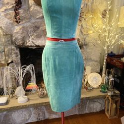 Vintage Leather Suede Skirt With Matching Corset
