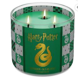 Goose Creek Harry Potter Slytherin 3-wick Black Lake Waters, Fog-Laced Dungeons, Woodland Embers & Smoldering Amber Scented Jar Candle, 14.5oz