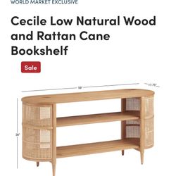 Cecile Natural Wood And Rattan Cane Bookshelf Console World Market 