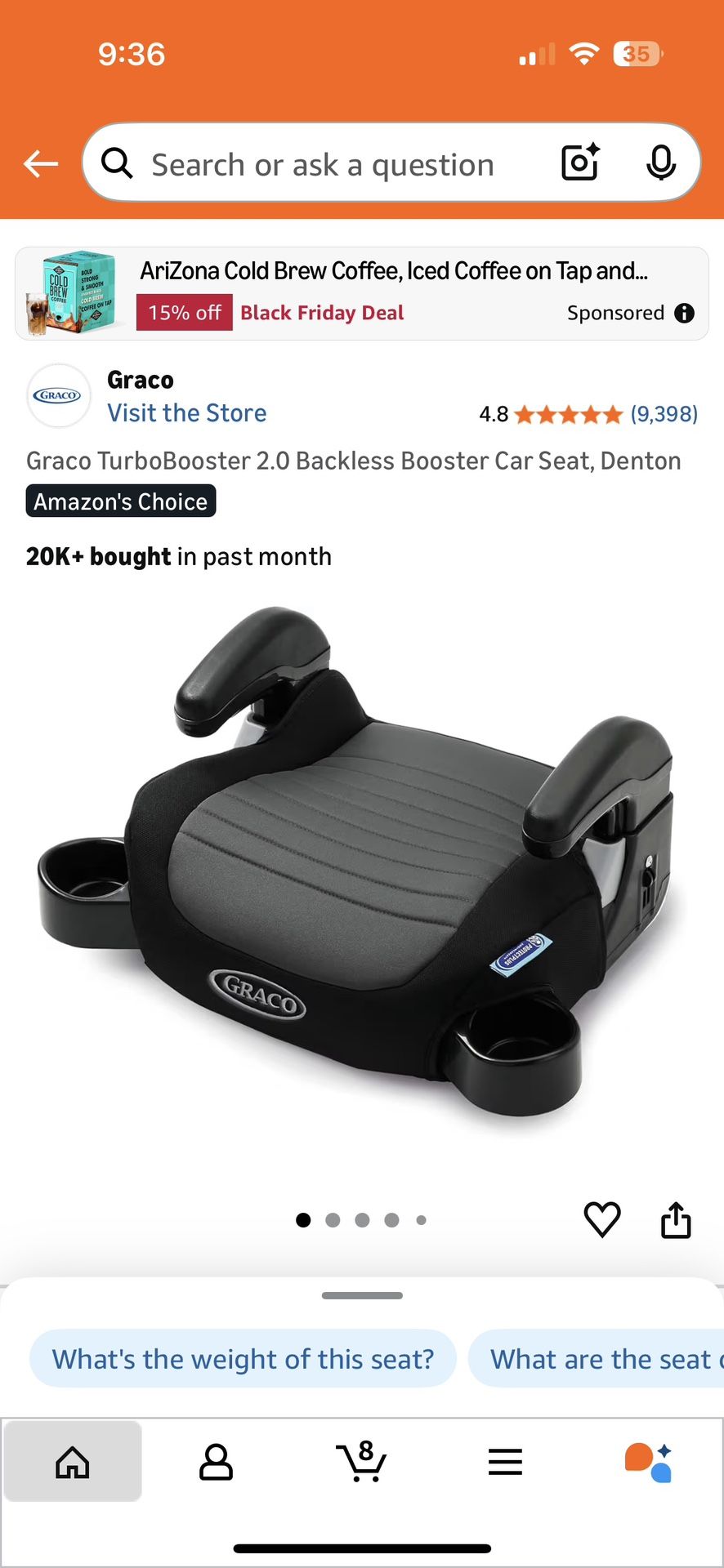 Greco booster seat brand new armrest two cupholders never used