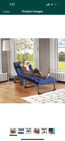 H&ZT Bedroom Living Room Chair, Portable Foldable Adjustable Home Chair with Mattress, for Sleeping Nap Rest Indoor Outdoor Home Patio Hiking Camping 