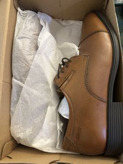 Clarks Tan Leather Shoes (Wide)