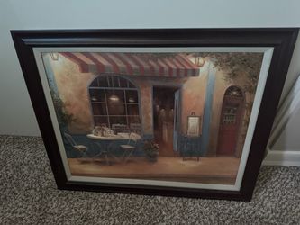 Large Framed French Café Wall Art Print