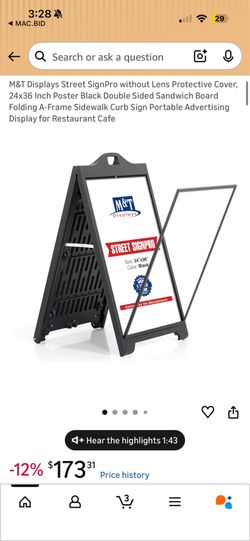 24x36 Double-Sided A-Frame Sidewalk Sign โ Heavy Duty (New)