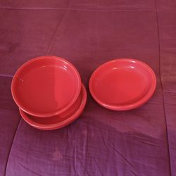 Ceramic Plates For Pots  Red Color For Noche Buenas Plants. 