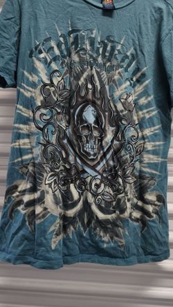 Vtg Ed Hardy blue  tshirt size XL