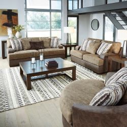 Alesbury Chocolate Living Room Set📌 Sofa&Loveseat🚛Same Day Delivery🚨Finance&Delivery Available