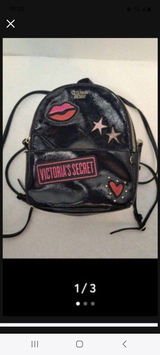 Victoria's Secret Angel City Fashion Show Black Mini Sparkle Lips Backpack