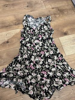 VTG Rampage romper jumpsuit small (missing one button )Black Floral Sleeveless Mini Dress