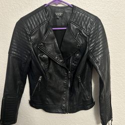 Topshop Women’s Black Faux Leather Biker Jacket