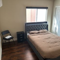 New queen bed frame and mattress