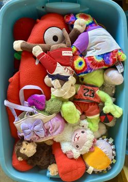 Large Bin of Plush Toys and Stuffed Animals