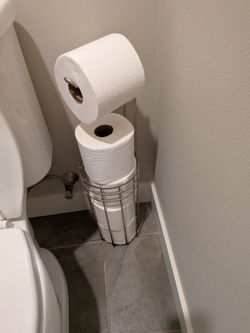 Toilet paper holder and bathroom trash cans