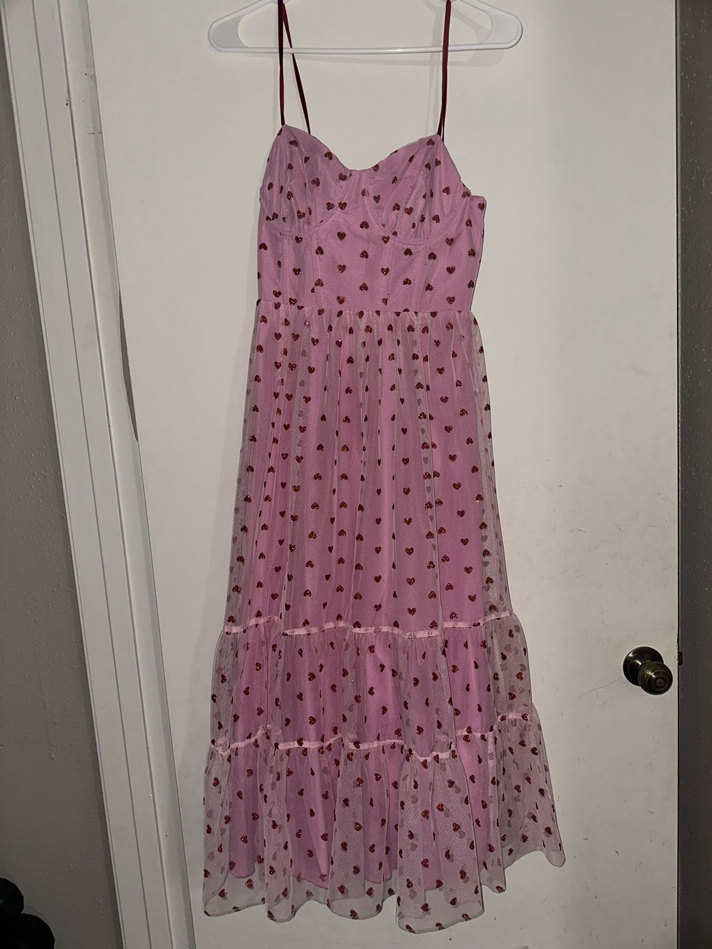 Pink heart tulle corset dress Betsey Johnson