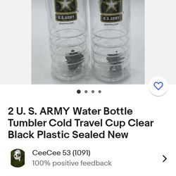 U S Army Clear Plastic Water Bottle