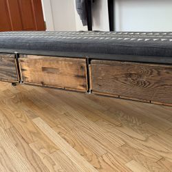 Mixed Metal, Wood And Fabric Bench With Storage