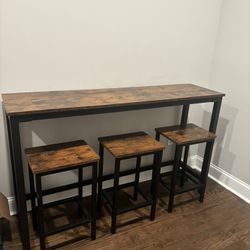4-Piece Table Set W/ High Top Table (Rustic)