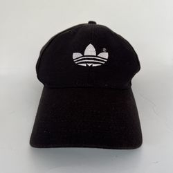 Vintage Adidas Trefoil Logo Adjustable Hat Black Spellout