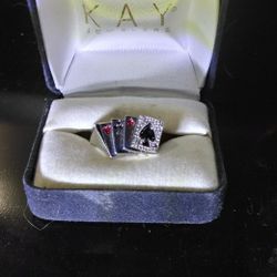 Lucky Deck Of Cards Ring SS With Diamonds Size 10